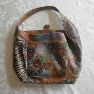 Anuschka Vintage Handpainted Hobo Bag Anushka